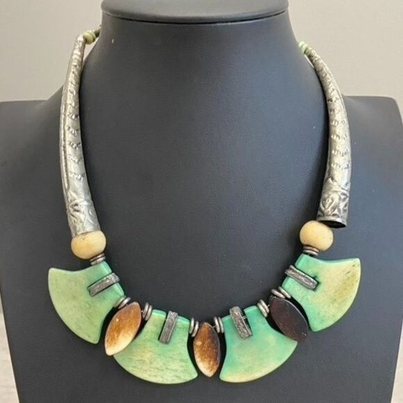 Boho Geometric Tribal Ethnic Statement Necklace - Picture 1 of 3